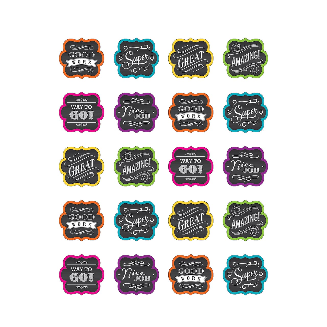 Teacher Created Resources Chalkboard Brights Stickers, 12 Packs of 120